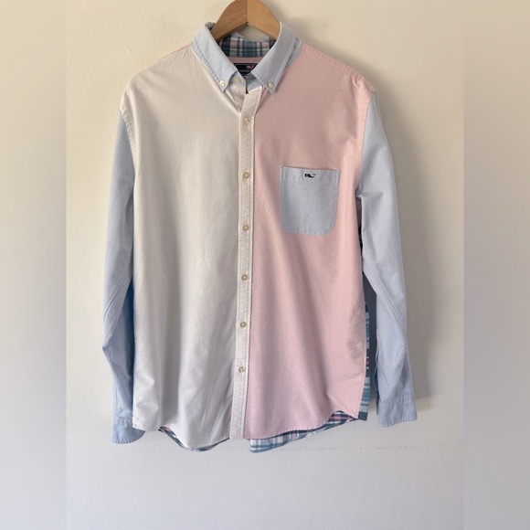 Vineyard Vines Slim Fit Tucker White Pink & Blue Plaid Button Down Shirt Large - Picture 3 of 13